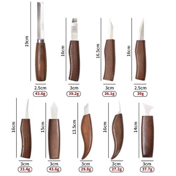 Professional Wood Carving & Whittling Tool Kit with Leather Storage Roll