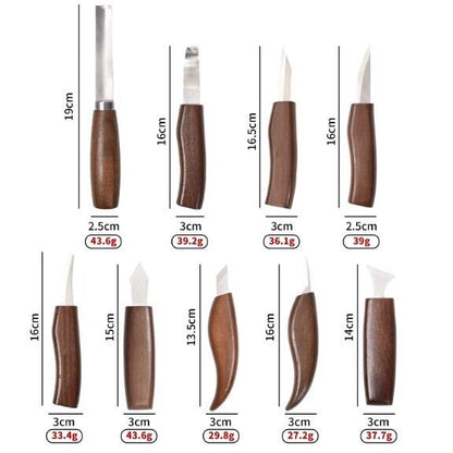 Professional Wood Carving & Whittling Tool Kit with Leather Storage Roll