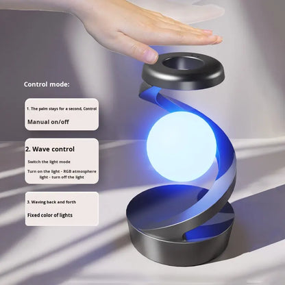 S-Shape Magnetic Levitation Moon Lamp – Gesture Control RGB Desk Light