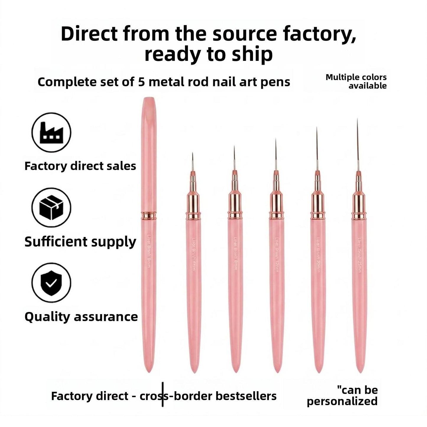 Nail Art Brush Set with Metal Handle