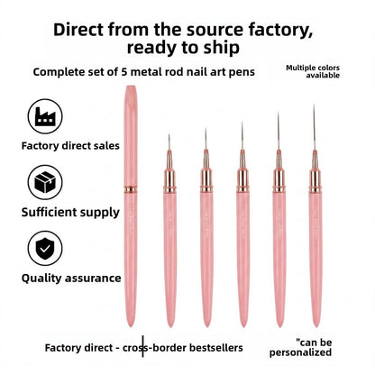 Nail Art Brush Set with Metal Handle